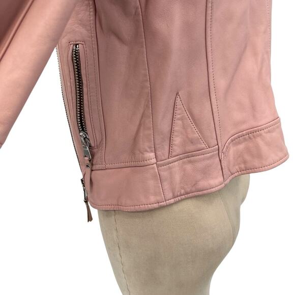 Dylan Gray Leather Moto Jacket Blush Pink Zip Front Size XS - Picture 9 of 16